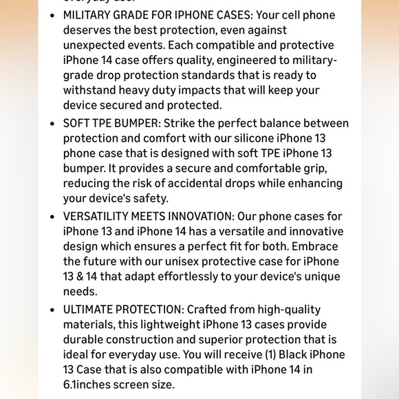 Black Phone Case for iPhone 14 & iPhone 13 - Picture 5 of 5